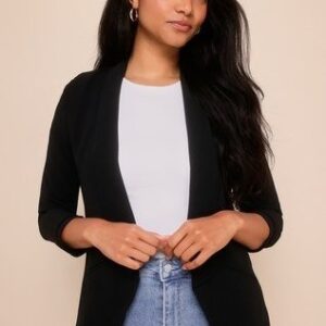 Lulus Miss Punctuality Black Lightweight Blazer