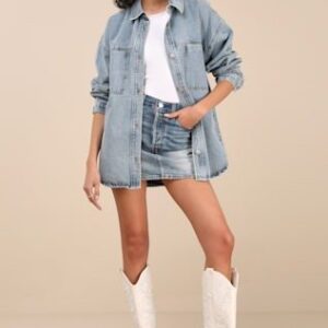 Lulus Callahan Light Wash Denim Oversized Shacket