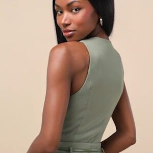 Lulus Gracinda Sage Button-Front Vest Top